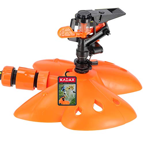 KADAX Oszillationssprenger mit Aluminiumrohr, bis zu 288 m2, Gartensprinkler aus Kunststoff ABS, Wassersprinkler mit Untersatz, Rasensprenger mit Vier Modi (22 x 14,5 cm)