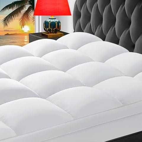 CHOKIT Luxury Soft 5D Spiral Fiber Full Mattress Topper, Extra Thick Mattress Pad Cover for Back Pain Relief, Cooling Breathable Pillow Top Protector with 8-21" Deep Pocket, All Season Bedding Cover