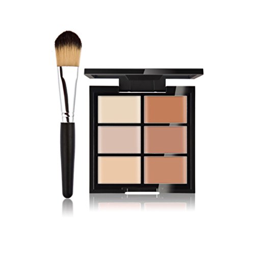 FantasyDay Makeup Gift 6 Colors Cosmetics Cream Contour and Highlighting Makeup Kit - Foundation/Concealer Palette + 1 Pc Beauty Foundation Blending Blush Face Powder Brush Makeup Brush Kit #2