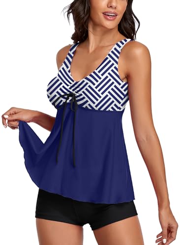 Tummy Control Tankini Bathing Suits for Women 2 Piece Swimsuits Tank Top with Boyshorts3