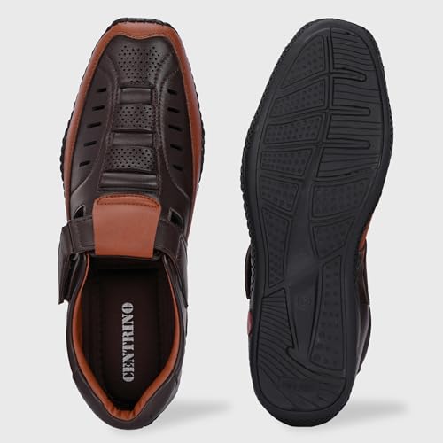 Image of Centrino Men's Fisherman Sandals | Cushioned Insole & Hook & Loop Straps | Trendy Sporty Design with Premium Upper | Closed-Toe Sandals for Travel & Walking (6618)