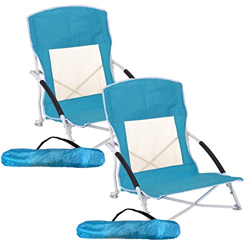 JEMIDI 2 Stück Strandstuhl, Campingstuhl, Klappstuhl mit Tragetasche Klapp Stuhl belastbar bis 110kg Klappsessel Strandliege Liege Liegestuhl Türkis 2 Stück