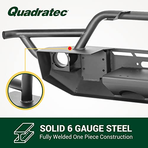 Image of Quadratec QRC Front Bumper with Hoop - Fits Jeep Wrangler JK 2007-2018 - Winch Compatible - Auxiliary Light Tab Mounts - Textured Satin Black Powder Coating - Integrated Fog Light Provisions