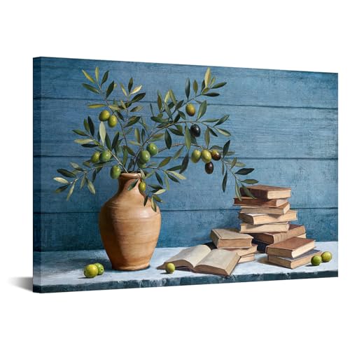 iKNOW FOTO Olive Branch Canvas Wall Art 24x36 Inch Framed