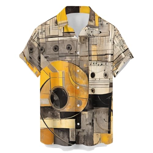 Chemise hawaïenne de bowling pour homme imprimé Peinture d'art 6 en taille M avec poche poitrine