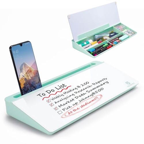 Image of TSJ OFFICE Desktop Whiteboard Dry-Erase-Board - Computer Keyboard Stand White Board Surface Pad with Drawer, Desk Organizers with Accessories for Office, Home, School Supplies - Green