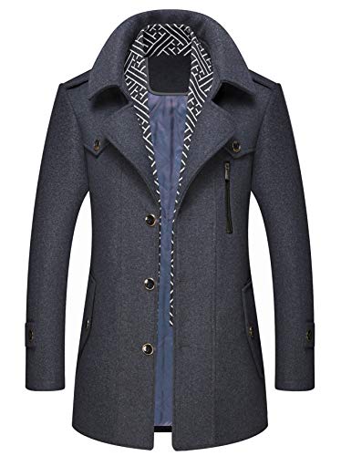 Image of Men's Classical Bussiness Style Single Breasted Plaid Wool Coat #00220237