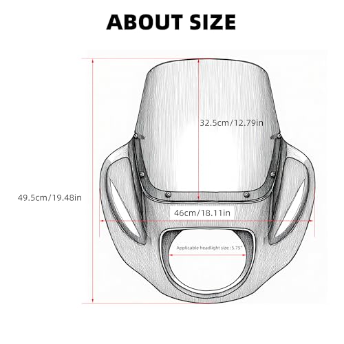 Image of FATECIM Headlight Quarter Fairing with 13 inch Smoke Windshield & Bracket Mount For Harley 2018-2020 2025 Street Bob FXBB, 2021-2024 Street Bob 114 FXBBS, 2020-2024 Softail Standard FXST