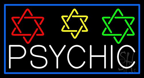 The Sign Store N105-11959-clear White Psychic with Stars Clear Backing Neon Sign44; 20 x 1 x 37 in.