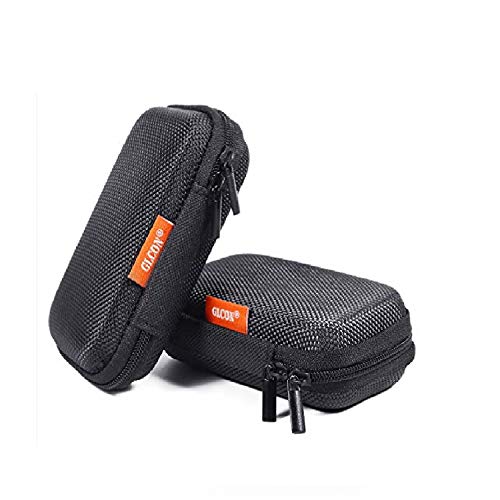 Portable Hard Earphone Case - GLCON Portable Small EVA Carrying Case - Shockproof Travel Case Earbuds Storage Pouch Bag for Airpods Bluetooth Earpiece Charging Cable Card Coin Organizer (Black x 2)