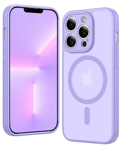 Image of FNTCASE for iPhone 13 Pro-Max Case: Matte Magnetic Phone Cases Compatible with Magsafe Slim Anti Yellowing Military Grade Drop Protection Rugged Protective Translucent Cell Cover (C-Purple)
