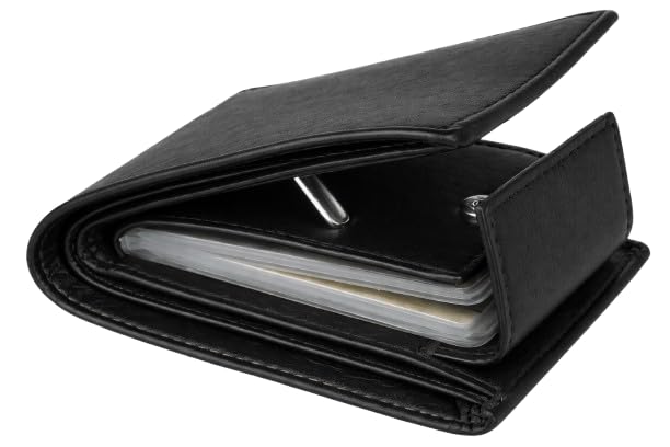Image of Men's Leather Wallet Bifold Slim Design with Multiple Card Slots, Cash Compartment and Compact Pocket Friendly Wallet for Everyday Use (Black)
