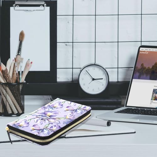 MNSRUU Womens Wallet Purses, Purple Flower Iris Clutch Purses for Women RFID Blocking Credit Card Holder Wallet Leather Zipper Coin Purse2