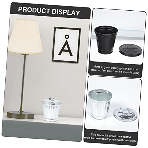 Mini caneca de basura con tapa rectangular negra miniatura 5