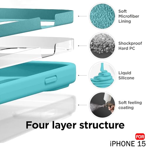 Image of TheGiftKart Liquid Silicone Back Cover Case for iPhone 15 | Soft Micro-Fibre Lining Inside | Camera & Screen Protection | Shockproof Back Cover for iPhone 15 (Silicone, Aquamarine)