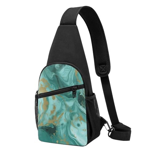 Sac à dos à bandoulière marbre bleu et or pour vos sorties running et randonnées