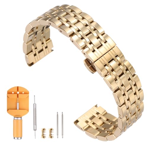 Bracelet de montre en acier inoxydable poli au fermoir papillon invisible