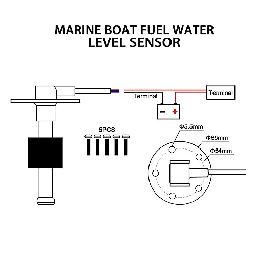 Geloo Brandstofniveau Sensor, Marine Boot Brandstofafzender Auto Brandstof Water Niveau Sensor 316 Rvs Unit 5 Gat 0~190 ohm 425MM - Afbeelding 5