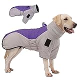 ALTA CALIDAD - El abrigo para perros está hecho de un tejido impermeable de alta calidad en la superficie, relleno de algodón PP suave, con un forro antiadherente para mayor ligereza y durabilidad. Exquisita costura en todo el cuerpo, no se corre el algodón en múltiples lavados. Cuello alto con cordón para facilitar el ajuste, proporcionando más calor y total libertad de movimiento, perfecto para una chaqueta de perro.