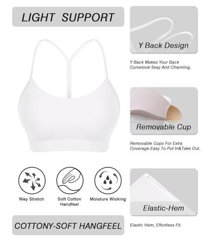 Image of Comper Bray Back Sports Bra for Women Low Impact Racerback Workout Bras Sexy Thin Straps Yoga Bras with Removable Pads
