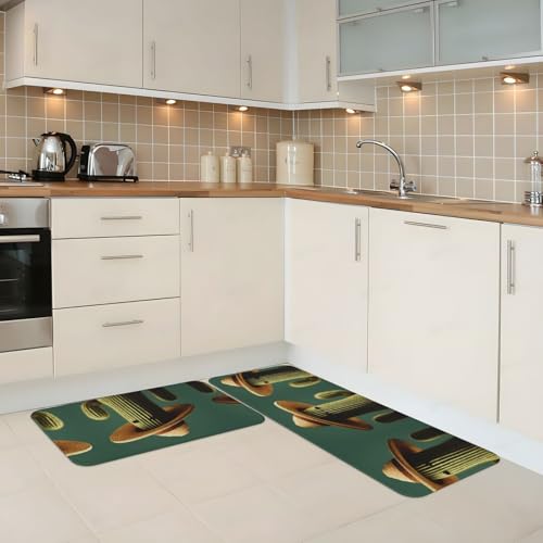 Juego de 2 alfombrillas de cocina con diseño de cactus para llenar de vida tu lavandería y entrada 6