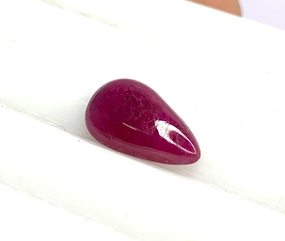 Miniatura 2 de Piedra natal suelta de rubí birmano, piedra natal de pera cabujón curativa, piedra suelta de 0.197 x 0.315 in, rojo natural para hacer anillo,