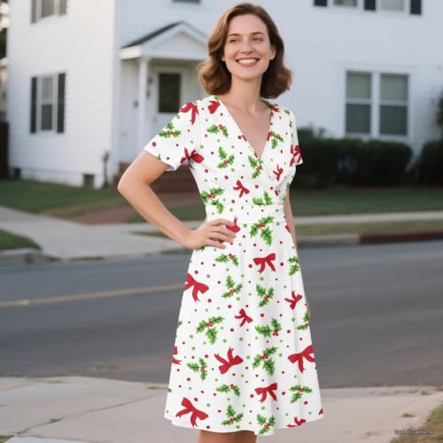 Image of Women's Summer Dresses Short Sleeve Formal Dresses with Pockets | Lightweight polyester fabric delivers cool airflow during hot summer outdoor activities