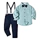 Volunboy Baby Jungen Anzug Set Bekleidung Hemd mit Fliege + Hosenträger Hosen Strampler Anzug(5-6 Jahre,Reines Grün,Größe 130)