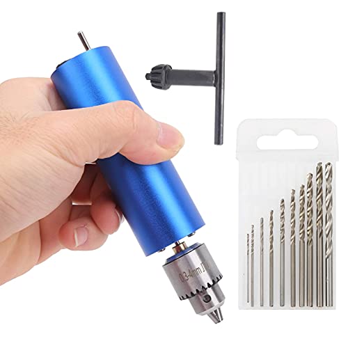 BORDSTRACT Electric Hand Drill Kit, 0.3-4mm Handheld Electric Mini Drill with 10Pcs HSS Drill Bits Multifunctional for Crafting Resin Jewellery Making, with Stepless Rate