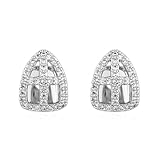 Psivika 2 Pcs Cross Iced Out Diamond Teeth Grillz for Men Women, Hip Hop Grills for Your Teeth Top and Bottom, Rapper Costume Cosplay Teeth Jewelry and Accessories (Silver)