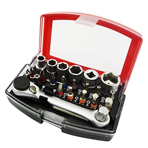 NORTOOLS 24PCS S2 Screwdriver Bits and Sockets with Ratchet Wrench Set