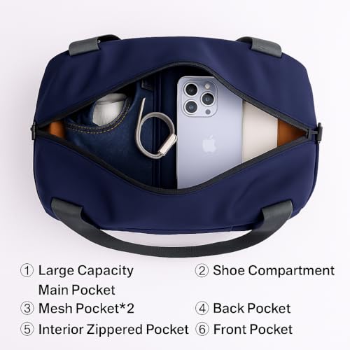 Gym Bag for Women Men with Shoe Compartment, Waterproof Small Duffle Bag for Travel, Sports, Weekend Lightweight Carry On Tote Bag (Blue)4