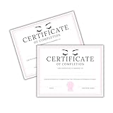 Extensão de cílios Certificado de conclusão do curso de cílios 50 unidades 21,6 x 28 cm Certificado Artista Maquiagem para emoldurar Horas Concluídas Rosa Instrutor Apresentado Aftercare