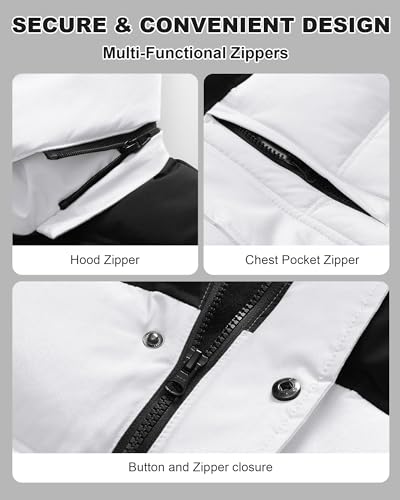 Image of Men's Puffer Jacket Winter Coat Puffy Parka with Fur Hood Waterproof & Windproof Shell Fleece lining 4 Pockets
