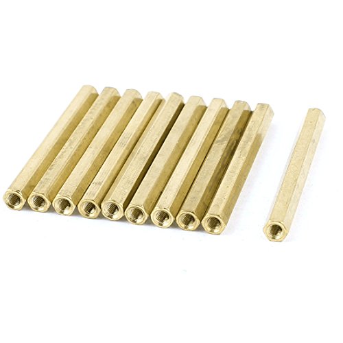 Aexit M3 x Spacers & Standoffs 50mm Female/Female Thread Brass Hex Standoff Spacers Spacer 10pcs