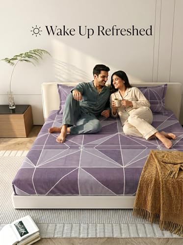 Image of Mafatlal 125 GSM Merino Double Bedsheet with Pillow Covers |90 x 100 Inches | Soft, Breathable & Lightweight | Wine