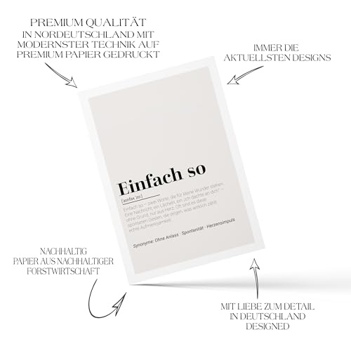 Einfach so Definition Klappkarte – Stilvolle Premium Karte | Hochwertige Glückwunschkarte | Originelle Geschenkidee | Handmade | 300g Papier | Grusskarte Inkl. Umschlag
