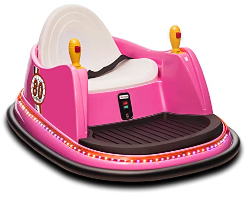 OTTARO Kids Bumper car, 12V Electric Bumper Car for Baby Toddler with Remote Control, Flashing Lights, Music & 360 Degree Spin, Suitable for Outdoor Indoor Use (Pink)