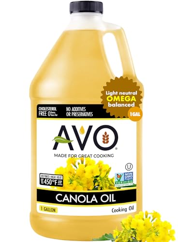 AVO Expeller Pressed Canola Oil for Cooking and Frying, 1 Gallon, NON-GMO, High Smoke Point 465°F, Everyday Cooking oil