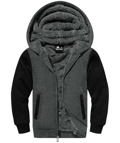 SwissWell Fleecejacke Kinder Jungen Warme Gefüttert Sweatjack Fleece Jacke mit Kapuze Jungen Winterjacke Kapuzenjacke für Kinder mit Reißverschluss Kuscheljacke