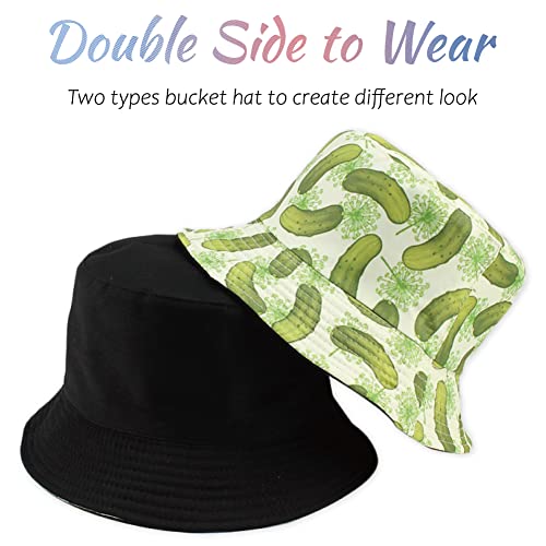 Image of Reversible Bucket Hat for Women Summer Travel Fisherman Cap, Girls Cute Double Side Wear Bucket Cap