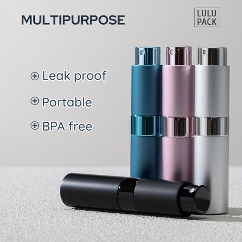 Image of Travel Perfume Atomizer Refillable Bottle: Spray Cologne for Travel size - Small Empty Sprayer Fragrance - 8ml (Black, Pink, Silver, Blue)
