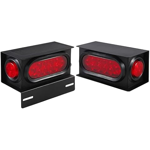 Jamarco 2Pcs Trailer Lights Welded Mount Steel Boxes Housing Kit, 6" Inch Oval Led Trailer Tail Lights + 2" Inch Round Led Trailer Side Marker Lights Flush w/Grommet Plugs Wire Pigtails Cover