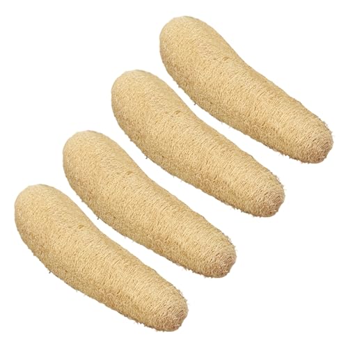 4 esponjas naturales de lufa para limpiar el baño, limpieza ambiental, muñecas de mascotas, exfoliante frutario sin blanquear, 15 20 cm, estropajo de baño de luffa orgánica