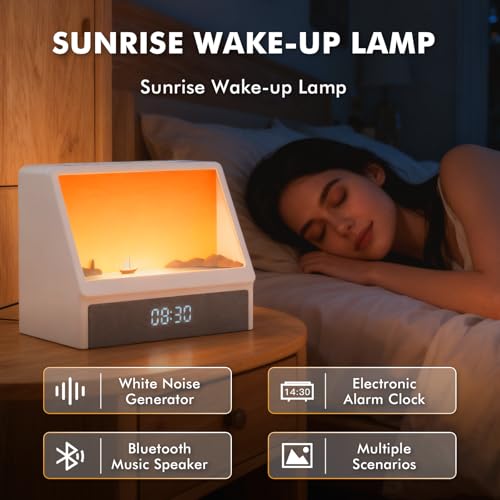 Image of Flymiro Sunrise Alarm Clock with Wake Up Light | White Noise Machine, Bluetooth Speaker