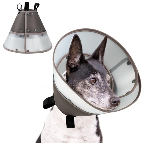 Image of Soft Dog Cone Collar After Surgery,Clear Padded Collar,E-Collars for Dogs to Prevent Licking Wound, Adjustable Dog Recovery Elizabethan Collar S