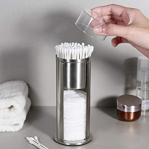 hinffinity Cotton Pads Holder Stainless Steel Makeup Organizer Cotton Buds Dispenser Countertop Innovative Cotton Swab Holder Bathroom Accessories