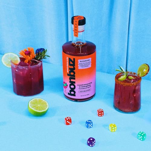 Bonbuz Slowburn - Functional Non-Alcoholic Spirit with a Buzz - Nootropics & Adaptogens - Spicy Sugar-Free Mocktail Mixer & Alcohol Replacement Drink - Low-Calorie, Keto, Gluten-Free - 750ml