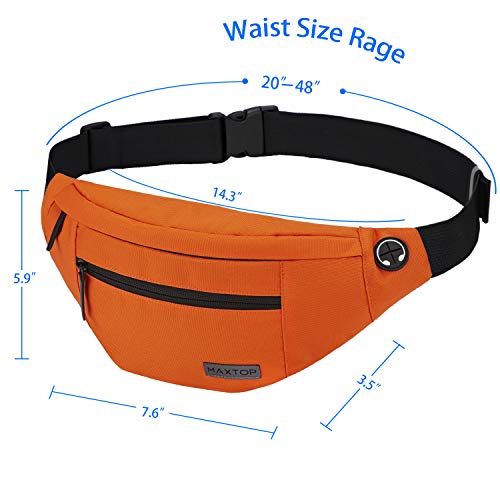 MAXTOP Bauchtasche Gürteltasche für Damen und Herren Hüfttasche Outdoor Groß Handytasche Sport Wasserdicht Laufgürtel Umhängetasche Geldgürtel für Camping Wandern Fitness Fahrrad Geschenke Orange-l