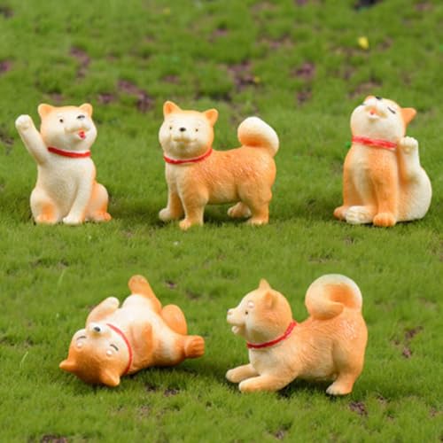Zerodeko 愛らしい子犬ミニ置物 5点セット 精巧な樹脂製デスクトップデコレーション 家庭やオフィスホームデコレーションとフォトプロップ [5]